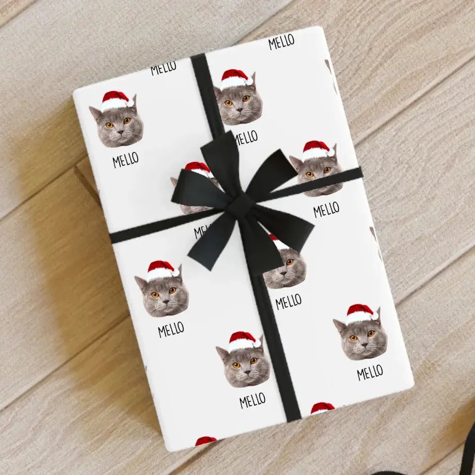 Personalized Cat Photo Gift Wrapping Paper Rolls - Chic Kitty