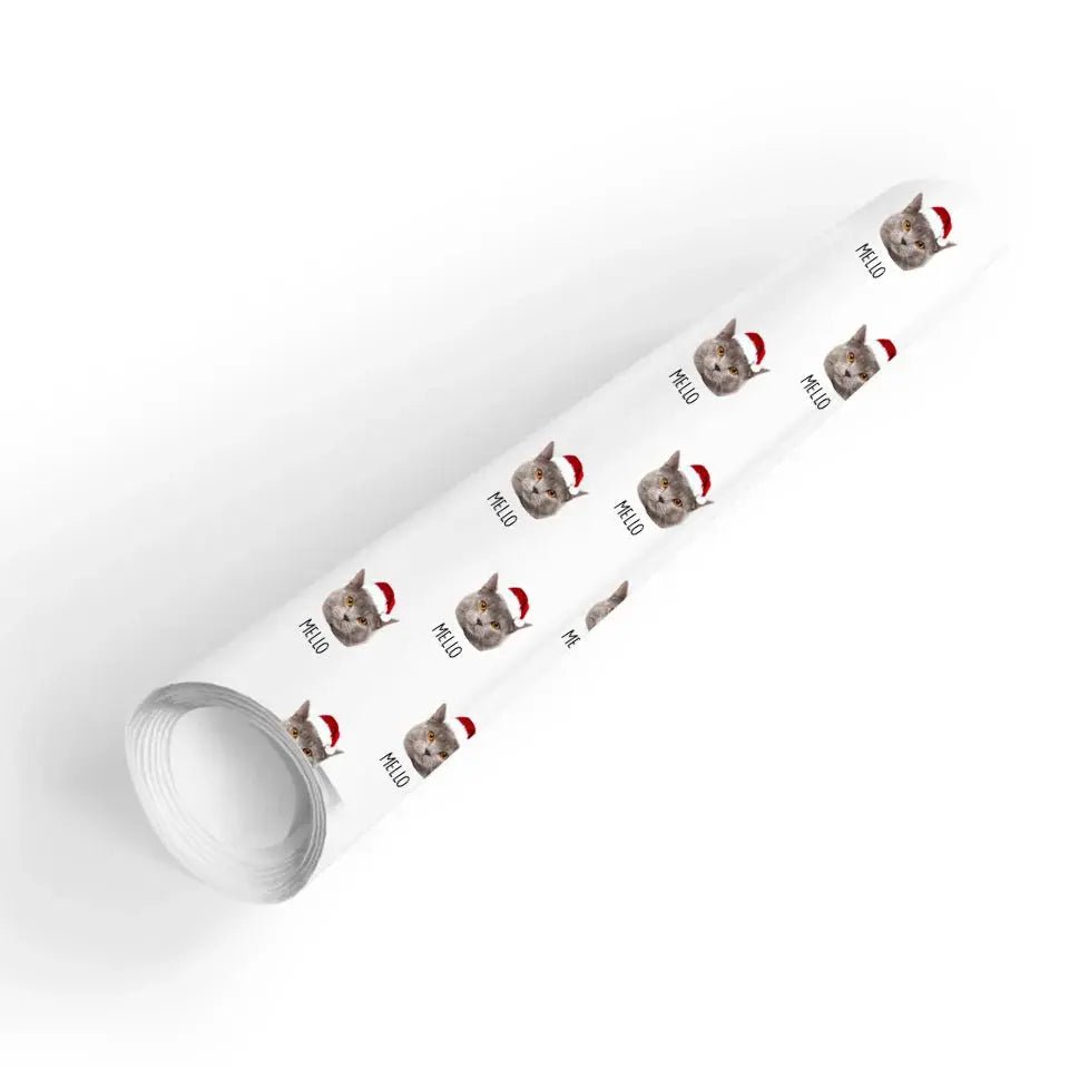 Personalized Cat Photo Gift Wrapping Paper Rolls - Chic Kitty