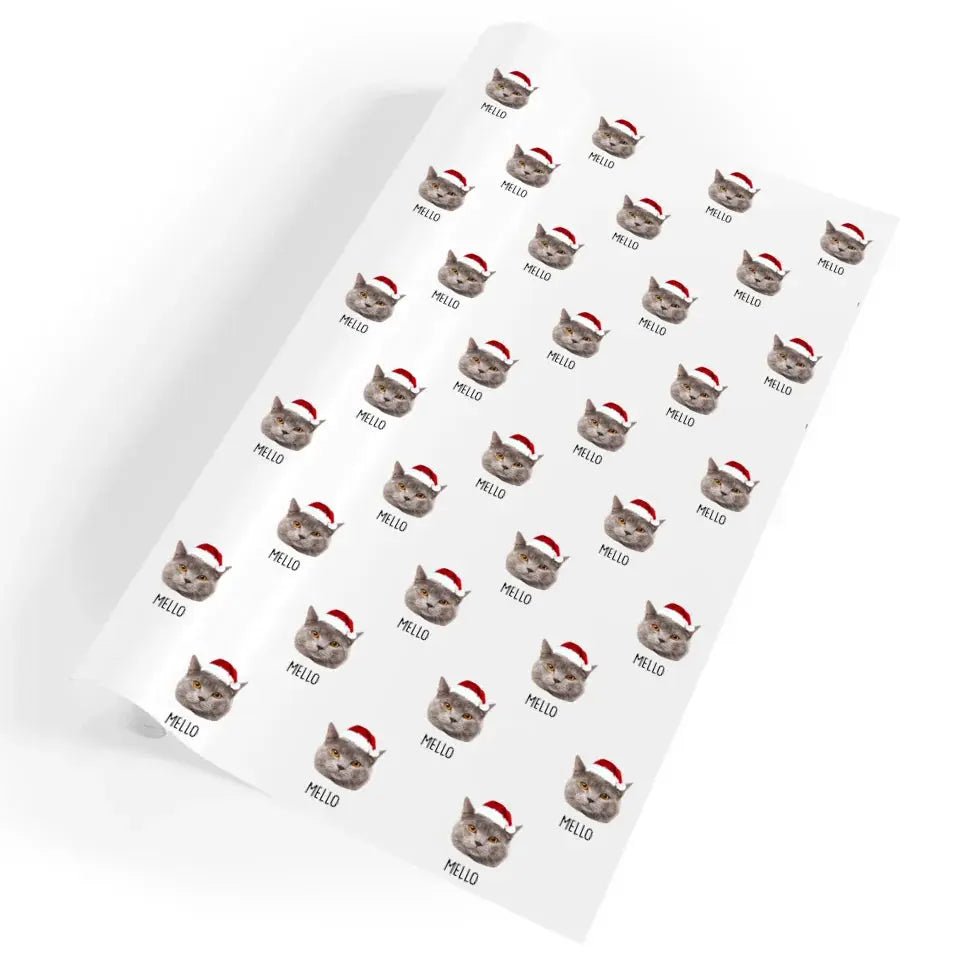 Personalized Cat Photo Gift Wrapping Paper Rolls - Chic Kitty