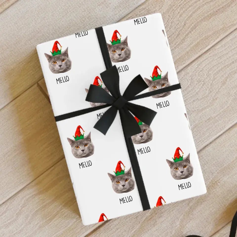 Personalized Cat Photo Gift Wrapping Paper Rolls - Chic Kitty