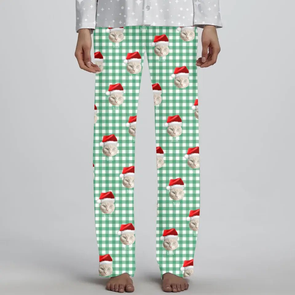 Personalized Cat Photo Women's Christmas Pajama Pants - Chic Kitty