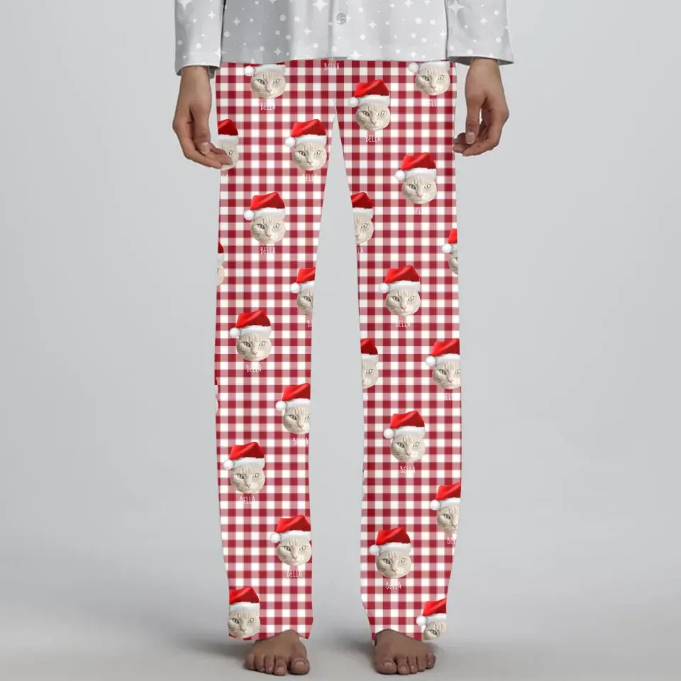 Personalized Cat Photo Women's Christmas Pajama Pants - Chic Kitty