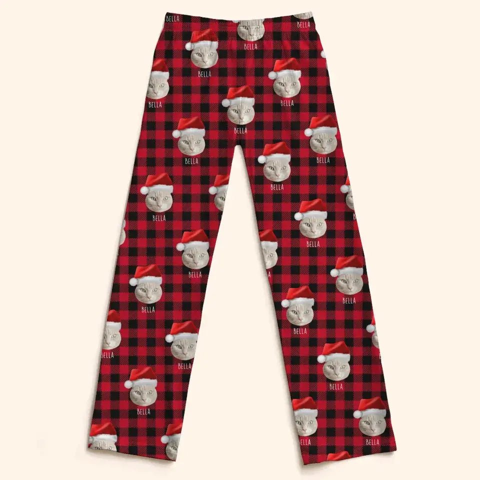 Personalized Cat Photo Women's Christmas Pajama Pants - Chic Kitty