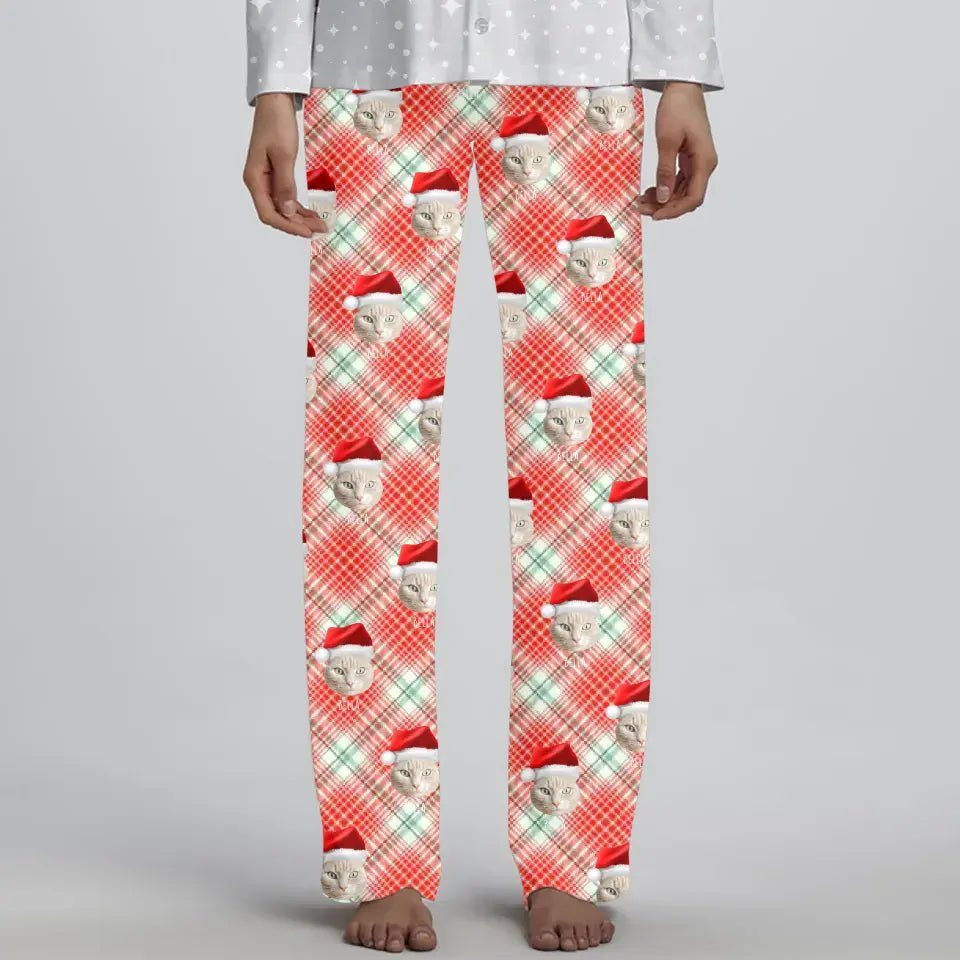 Personalized Cat Photo Women's Christmas Pajama Pants - Chic Kitty