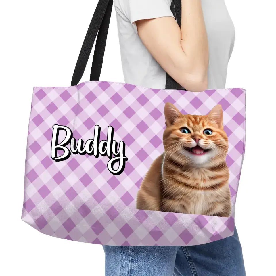 Personalized Cat Weekender Tote Bag - Chic Kitty