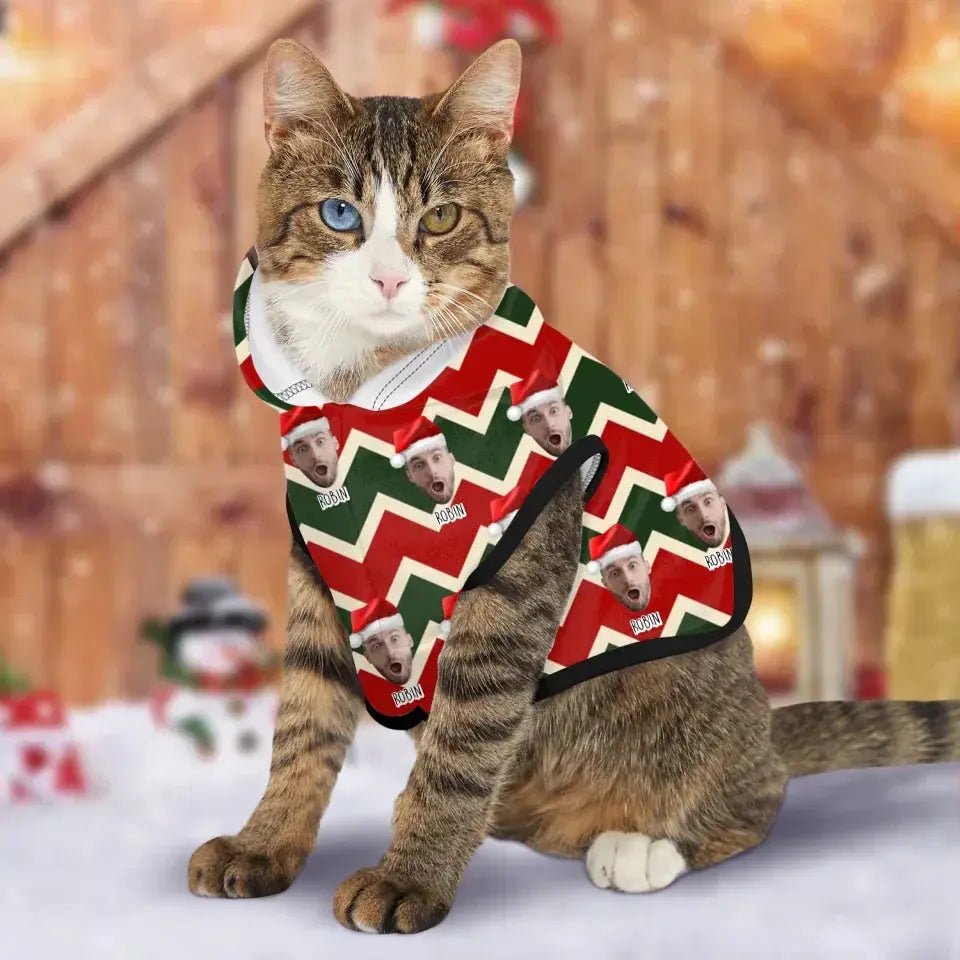 Personalized Christmas Theme Pet Hoodie - Chic Kitty