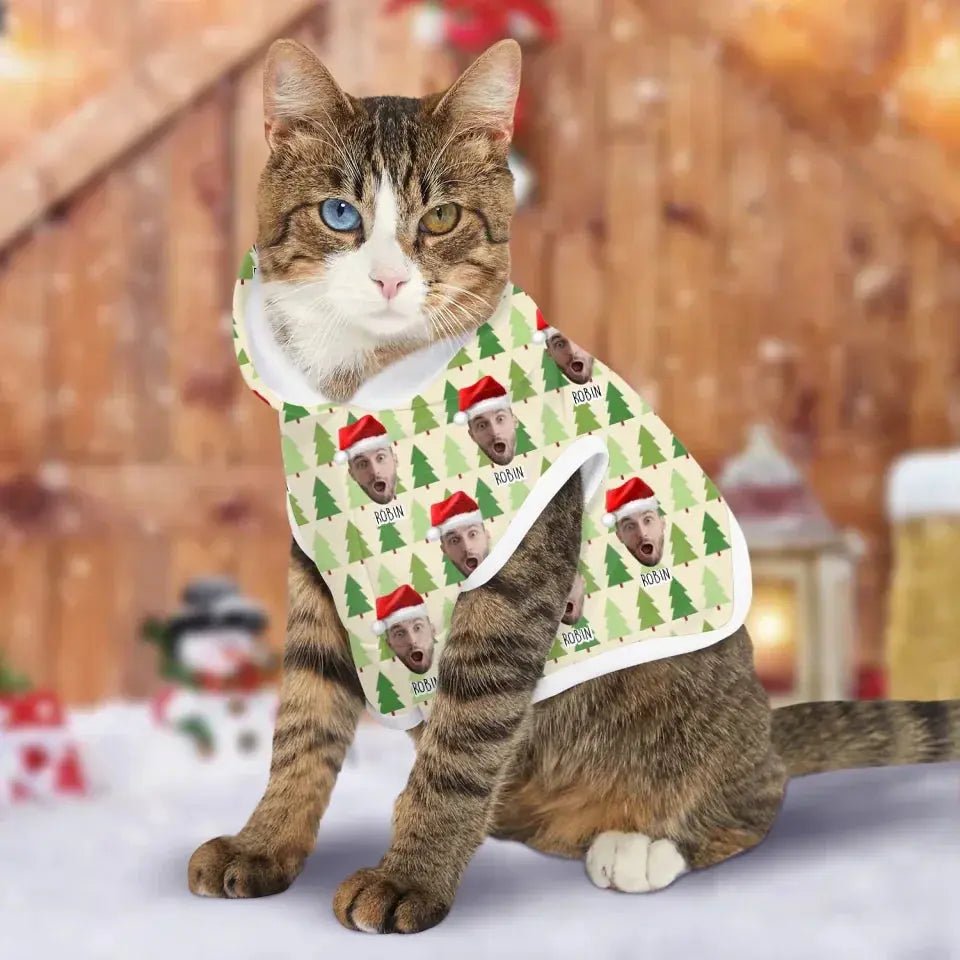 Personalized Christmas Theme Pet Hoodie - Chic Kitty