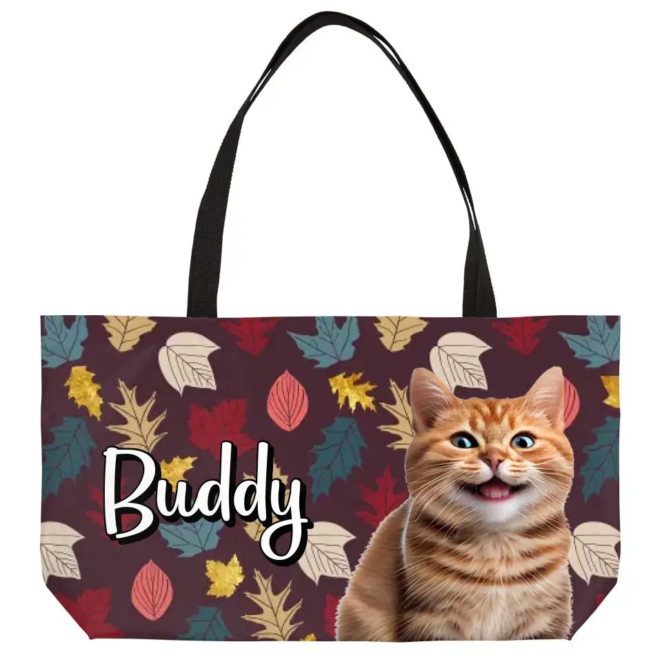 Personalized Fall Style Cat Weekender Tote - Chic Kitty