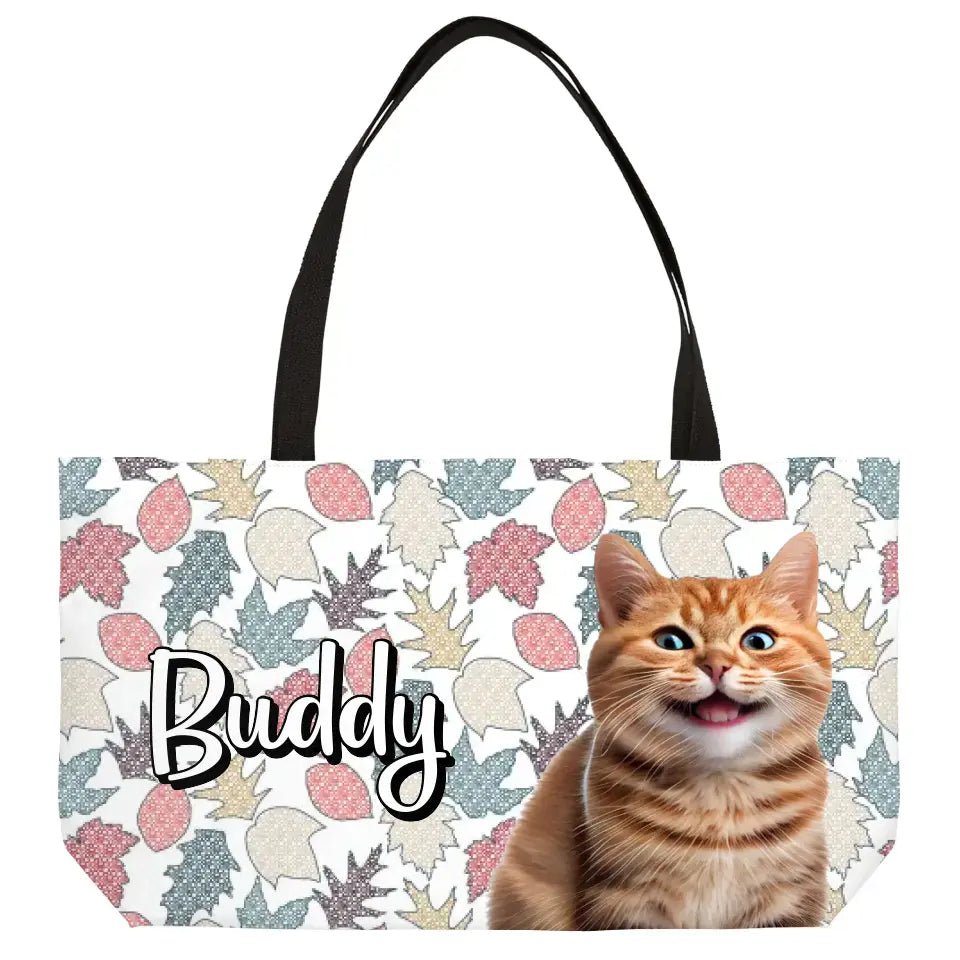 Personalized Fall Style Cat Weekender Tote - Chic Kitty