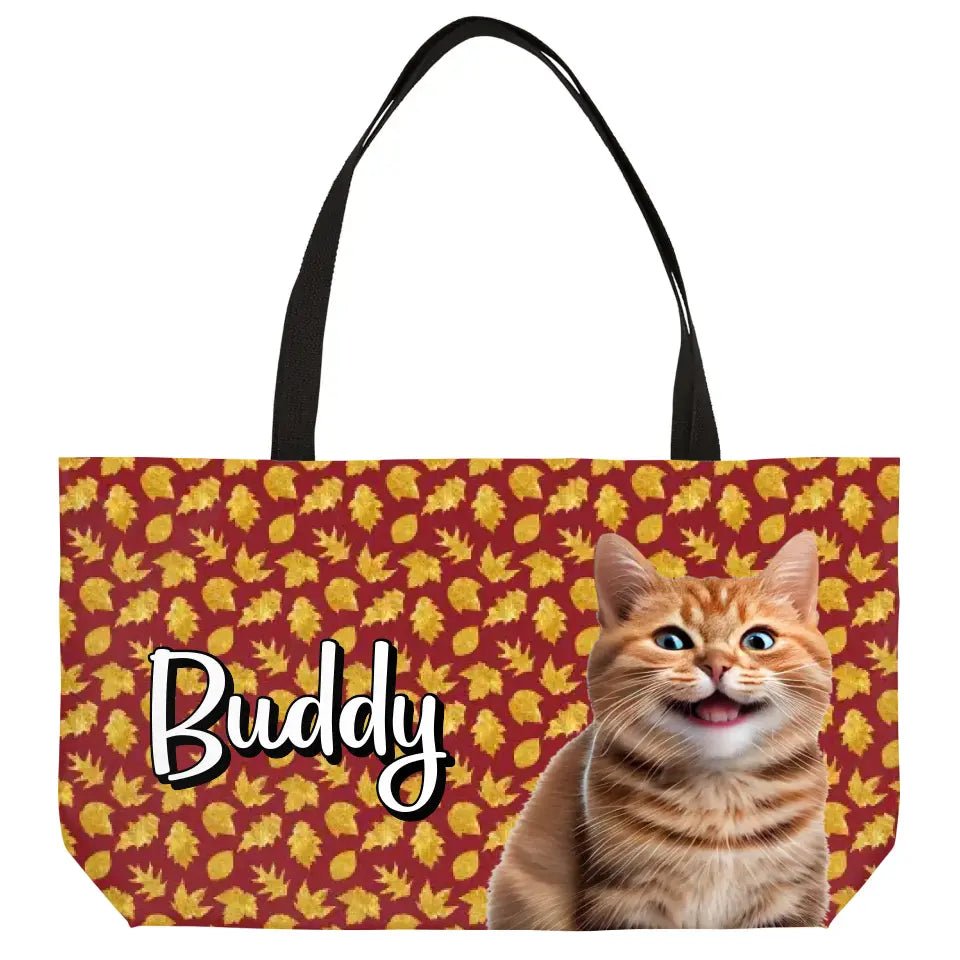 Personalized Fall Style Cat Weekender Tote - Chic Kitty