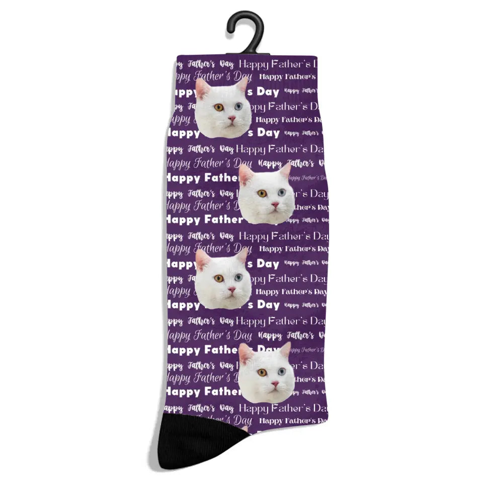 Personalized Father's Day Typography Cat Socks - Chic Kitty
