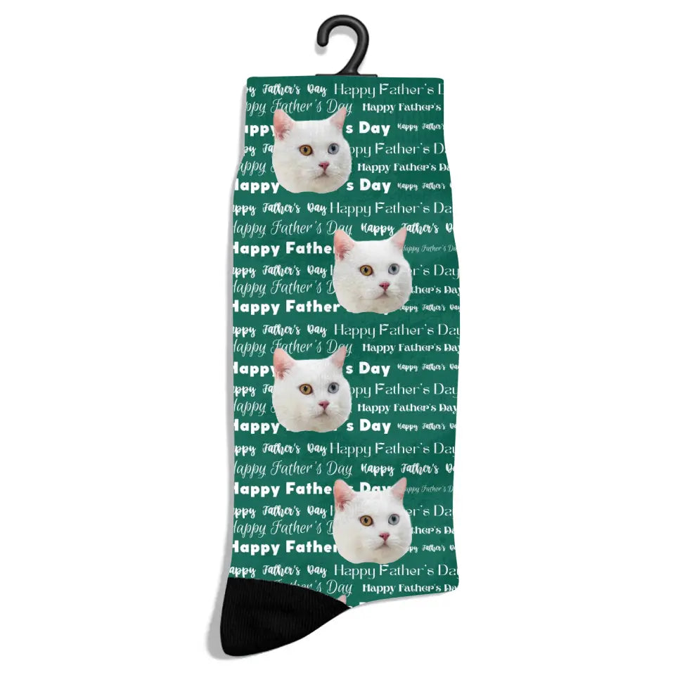 Personalized Father's Day Typography Cat Socks - Chic Kitty