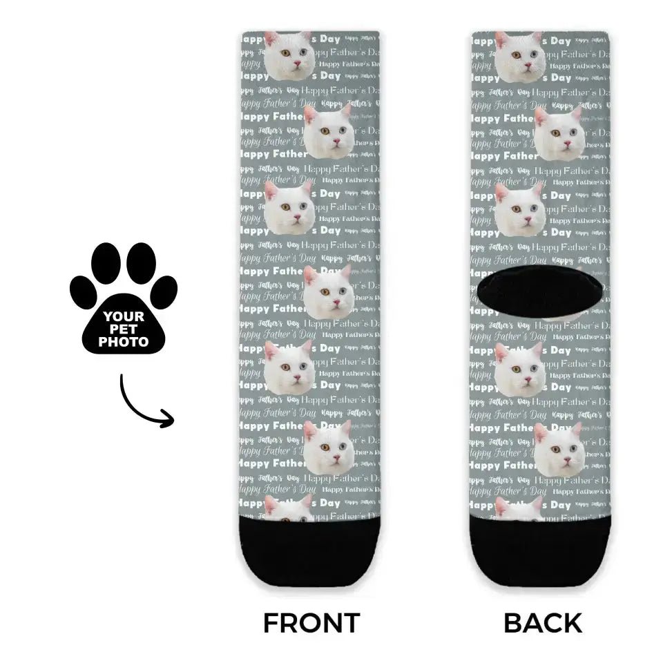 Personalized Father's Day Typography Cat Socks - Chic Kitty