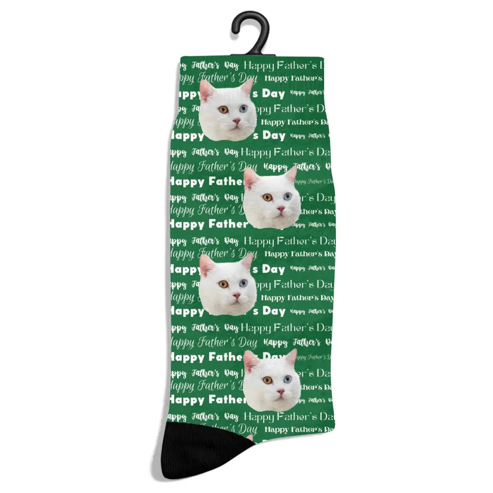 Personalized Father's Day Typography Cat Socks - Chic Kitty