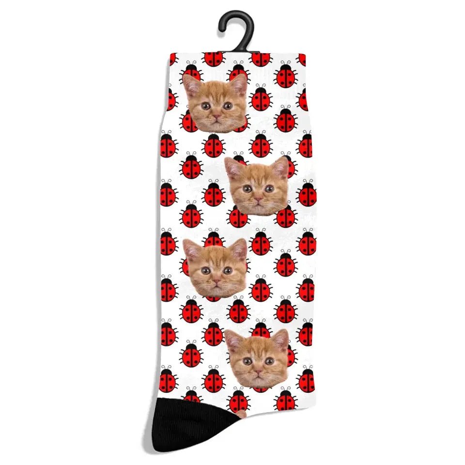 Personalized Ladybug Pattern Cat Socks - Chic Kitty