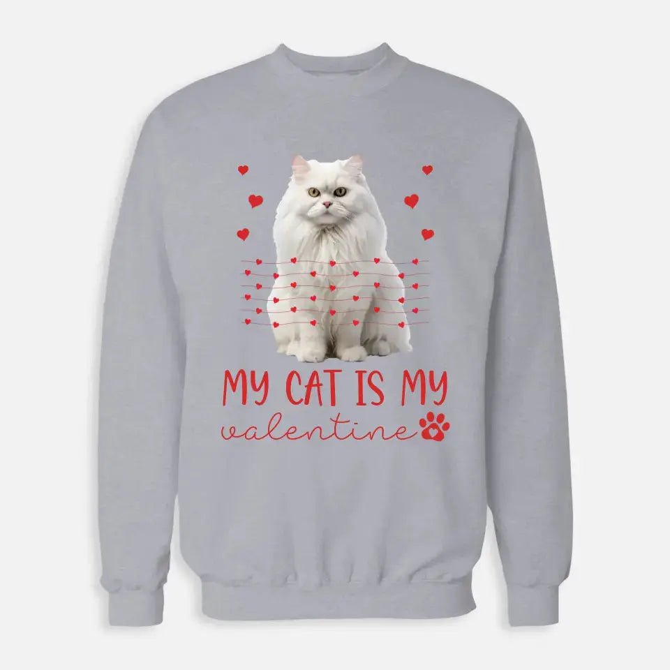 Personalized My Cat Is My Valentine Sweatshirt - Custom Cat Photo Valentines Day Shirt For Cat Owners - Chic Kitty