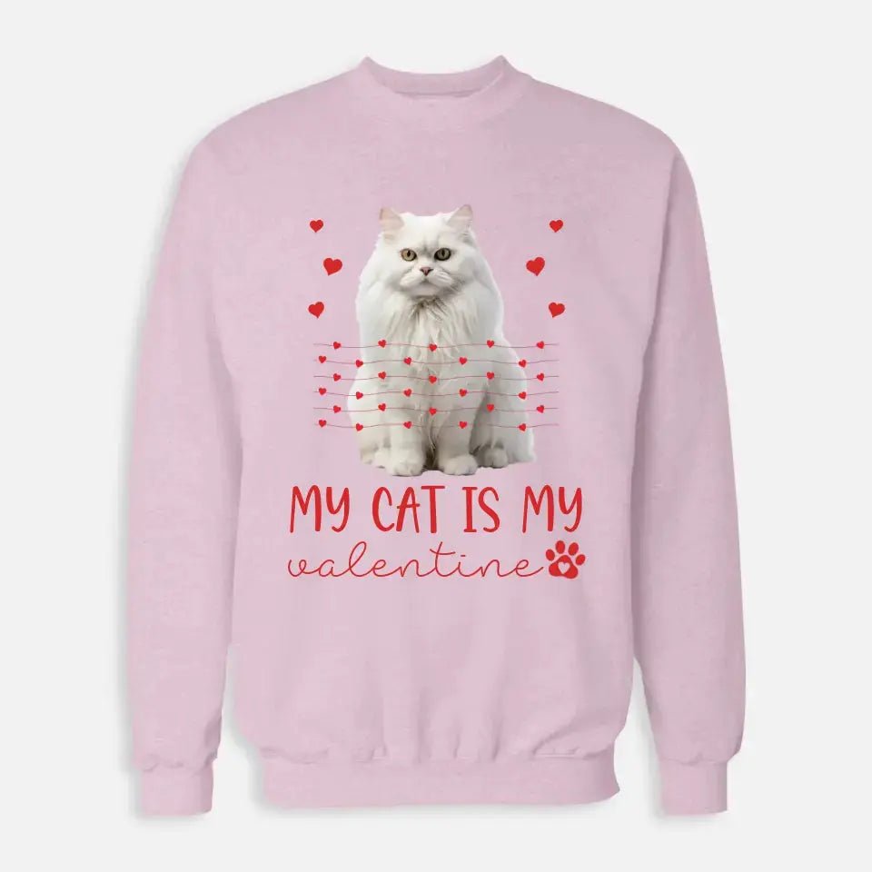 Personalized My Cat Is My Valentine Sweatshirt - Custom Cat Photo Valentines Day Shirt For Cat Owners - Chic Kitty