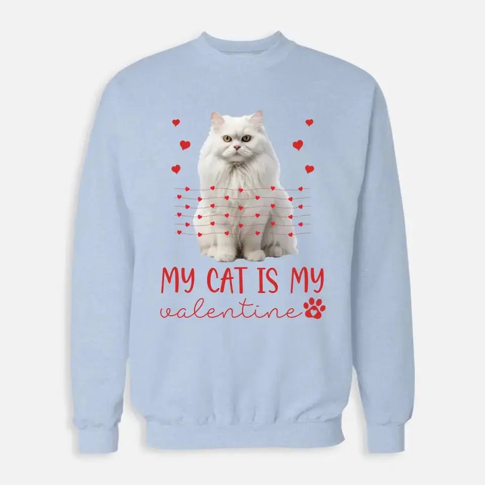 Personalized My Cat Is My Valentine Sweatshirt - Custom Cat Photo Valentines Day Shirt For Cat Owners - Chic Kitty