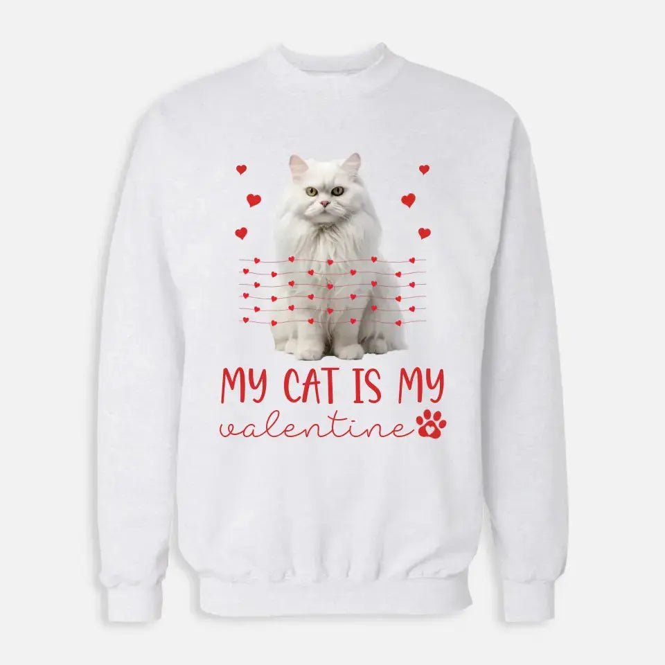 Personalized My Cat Is My Valentine Sweatshirt - Custom Cat Photo Valentines Day Shirt For Cat Owners - Chic Kitty