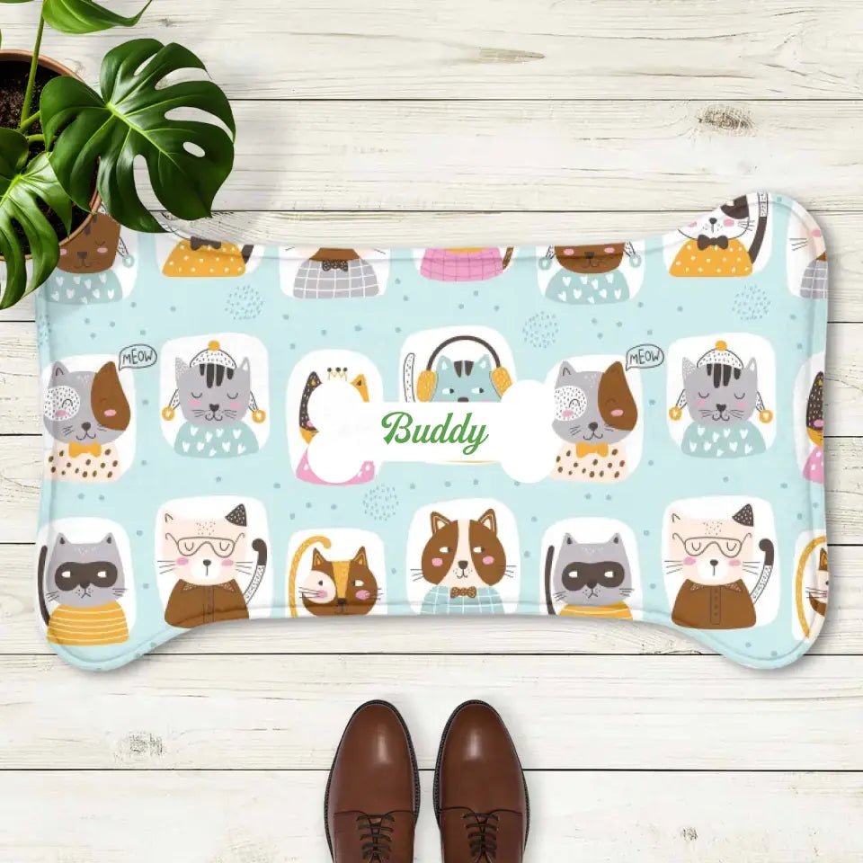 Personalized Pet Feeding Mat - Chic Kitty