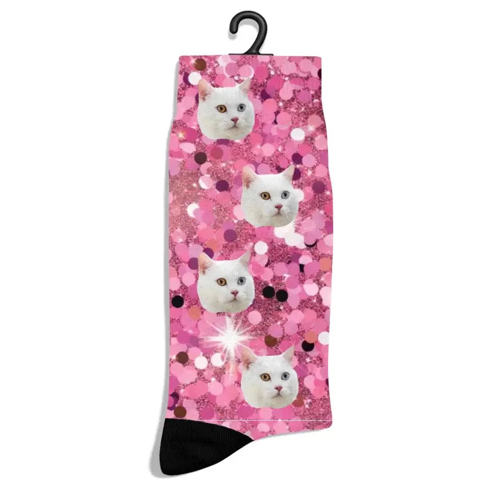 Personalized Pink Luxury Pattern Cat Socks - Chic Kitty