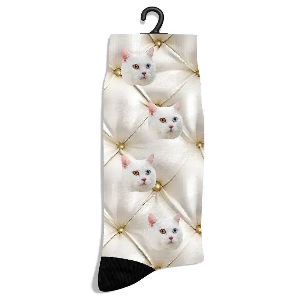 Personalized Pink Luxury Pattern Cat Socks - Chic Kitty