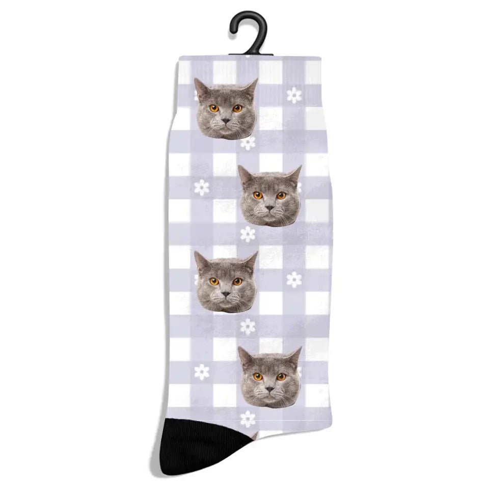 Personalized Spring Pattern Cat Socks - Chic Kitty