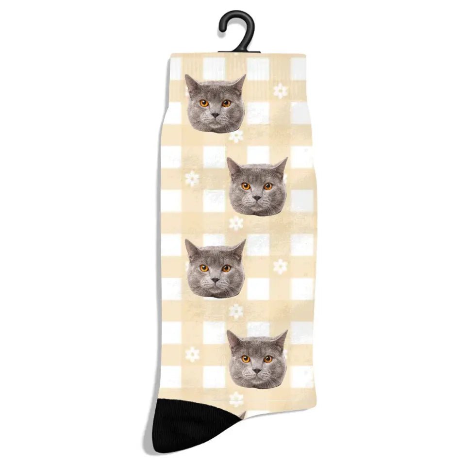 Personalized Spring Pattern Cat Socks - Chic Kitty