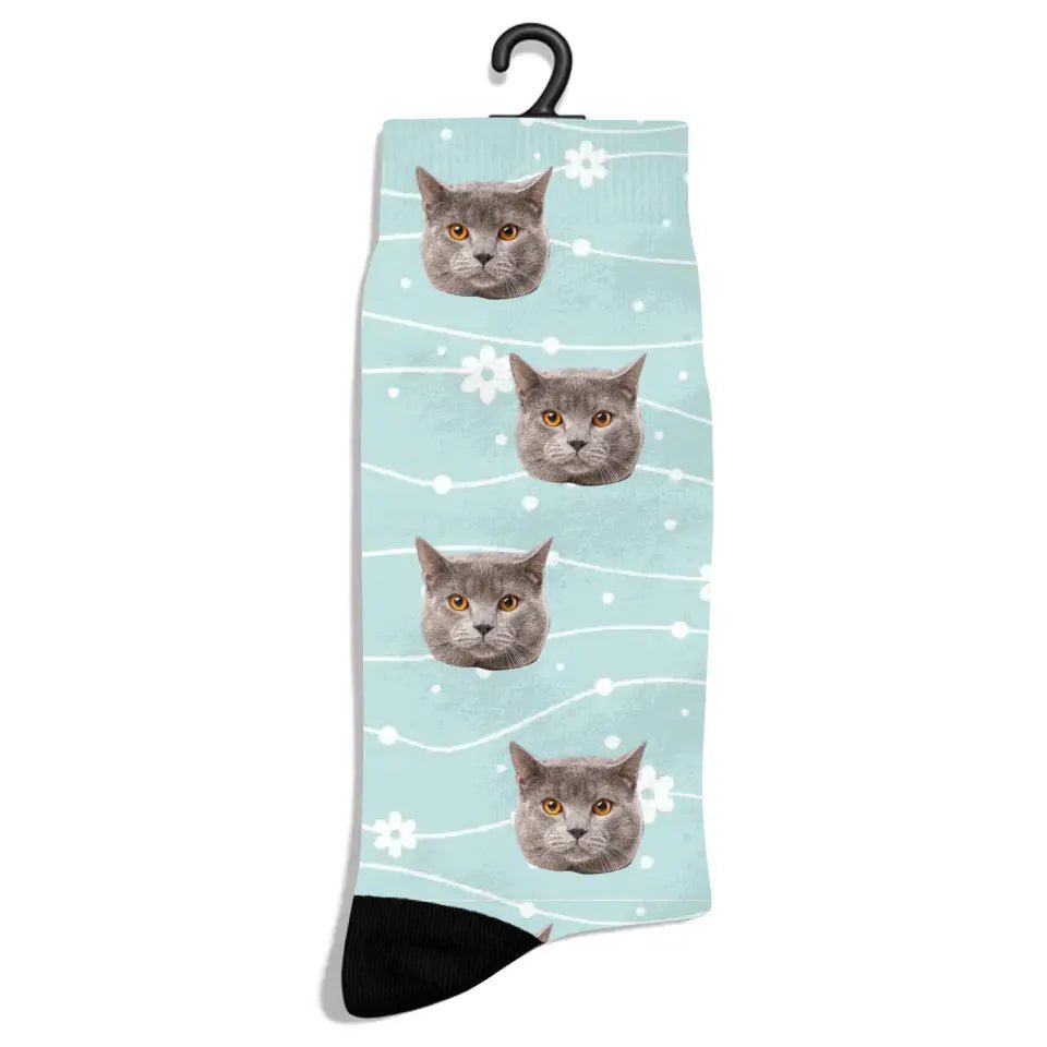 Personalized Spring Pattern Cat Socks - Chic Kitty
