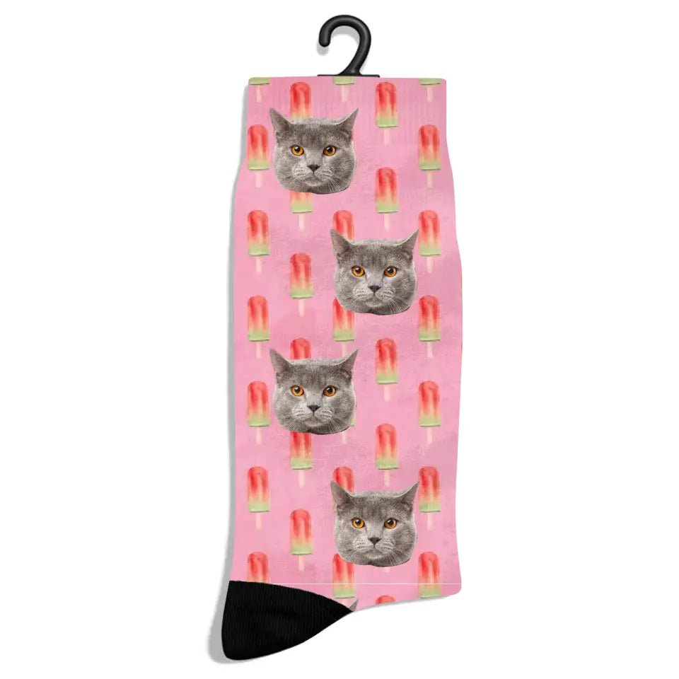 Personalized Summer Pattern Cat Socks - Chic Kitty