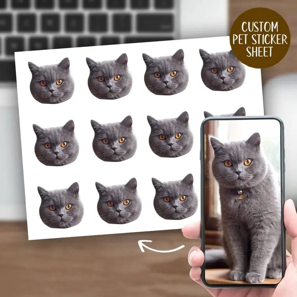 Custom Personalized Cat Photo - Pet Sticker Sheet - Chic Kitty