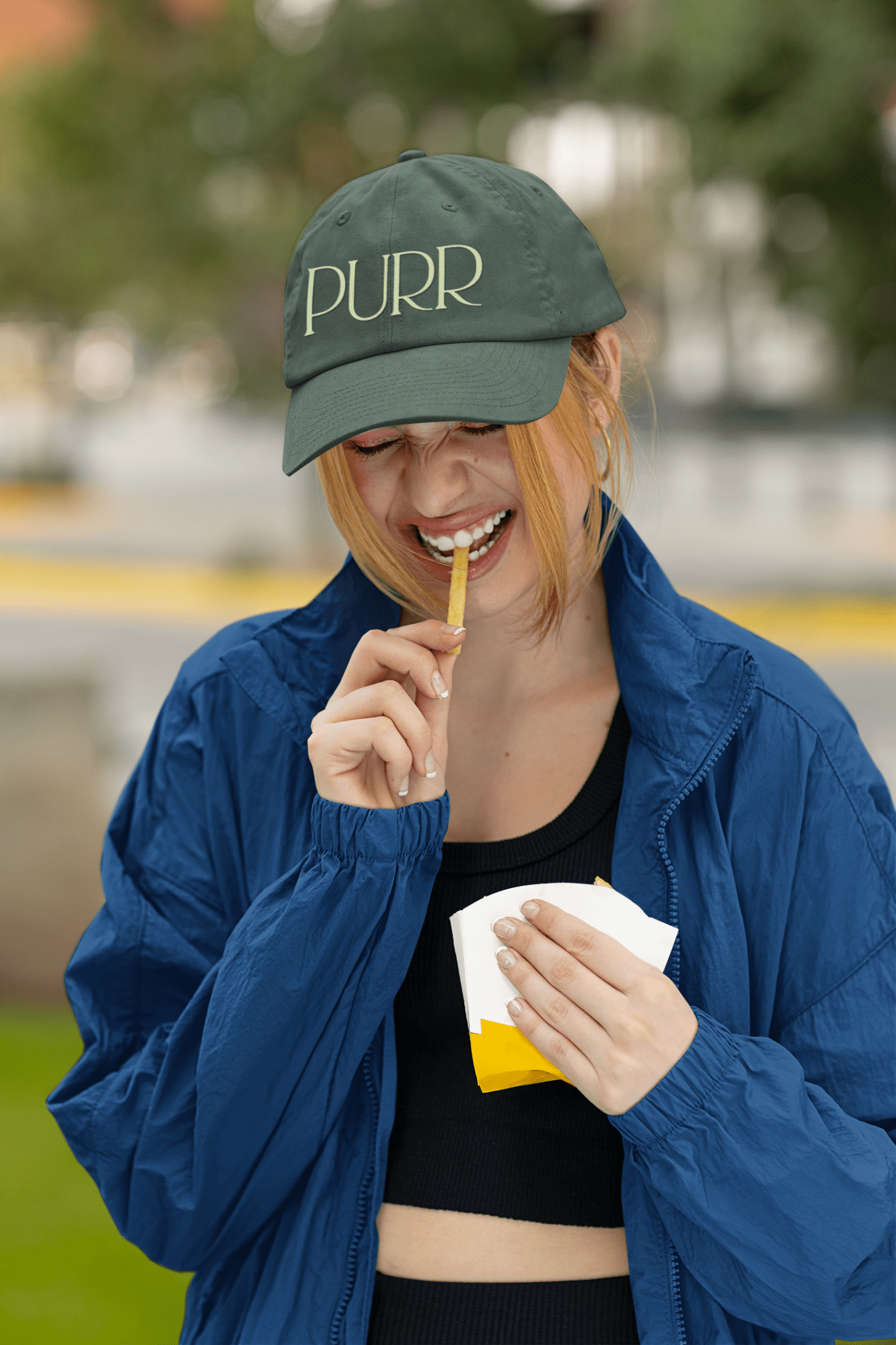 Purr Baseball Cap - Stylish Low Profile Hat for Cat Lovers - Chic Kitty