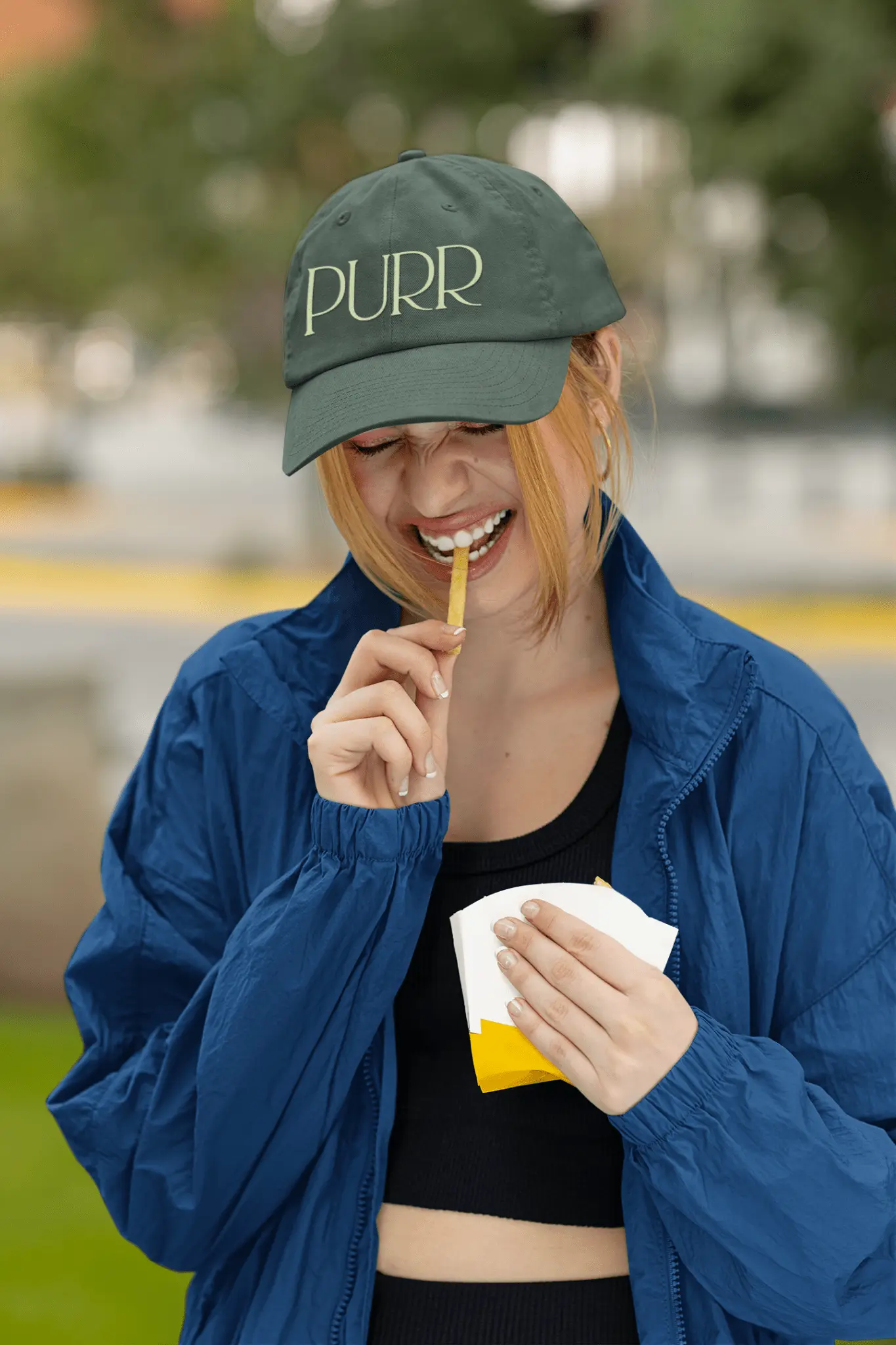 Purr Baseball Cap - Stylish Low Profile Hat for Cat Lovers - Chic Kitty