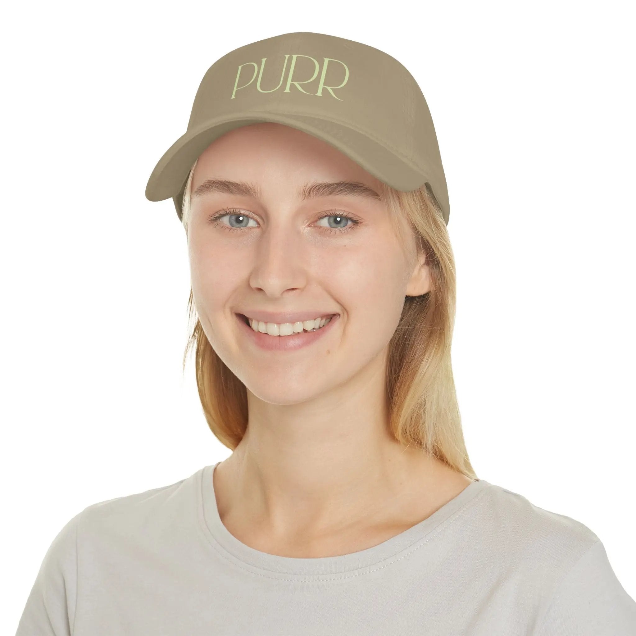 Purr Baseball Cap - Stylish Low Profile Hat for Cat Lovers - Chic Kitty