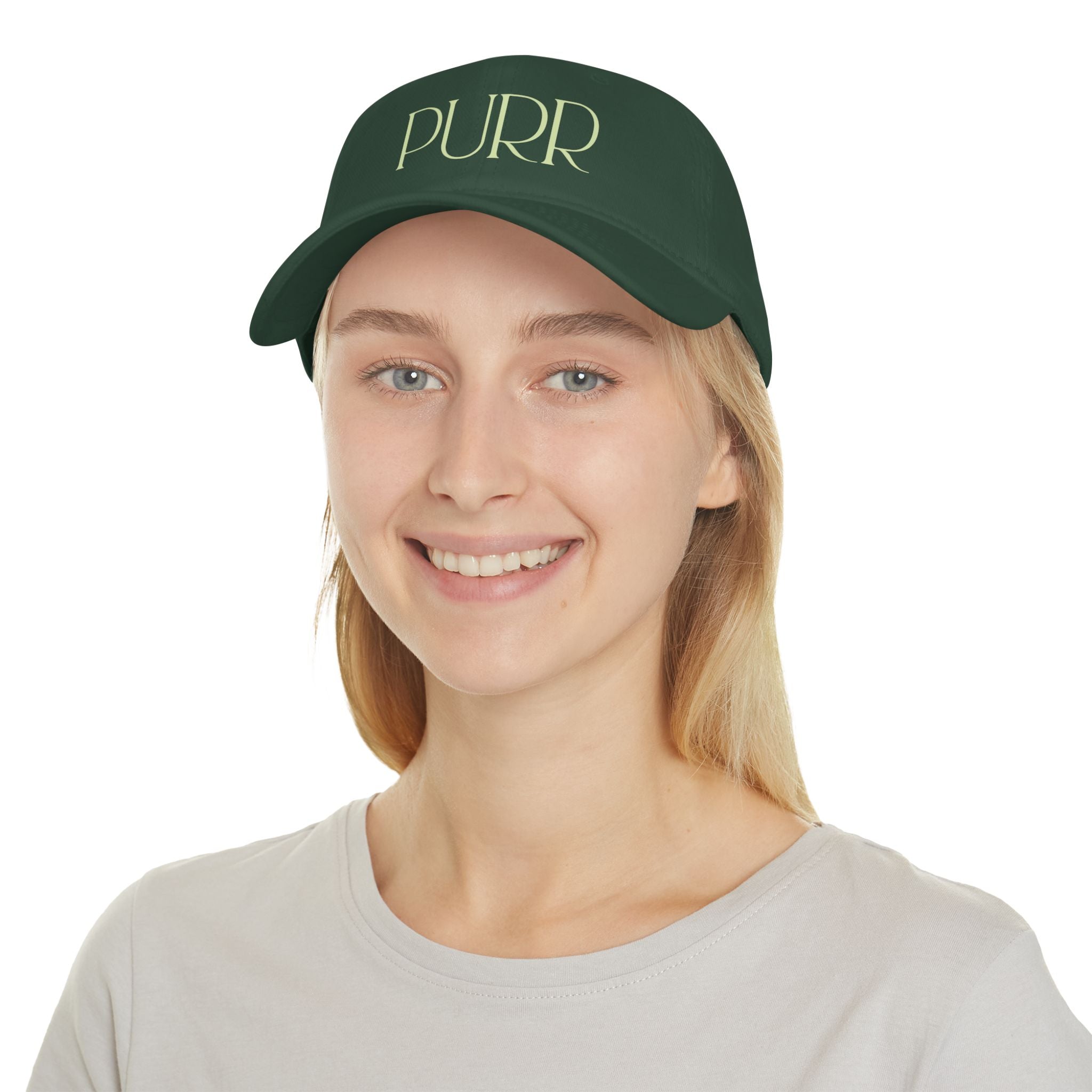 Purr Baseball Cap - Stylish Low Profile Hat for Cat Lovers - Chic Kitty