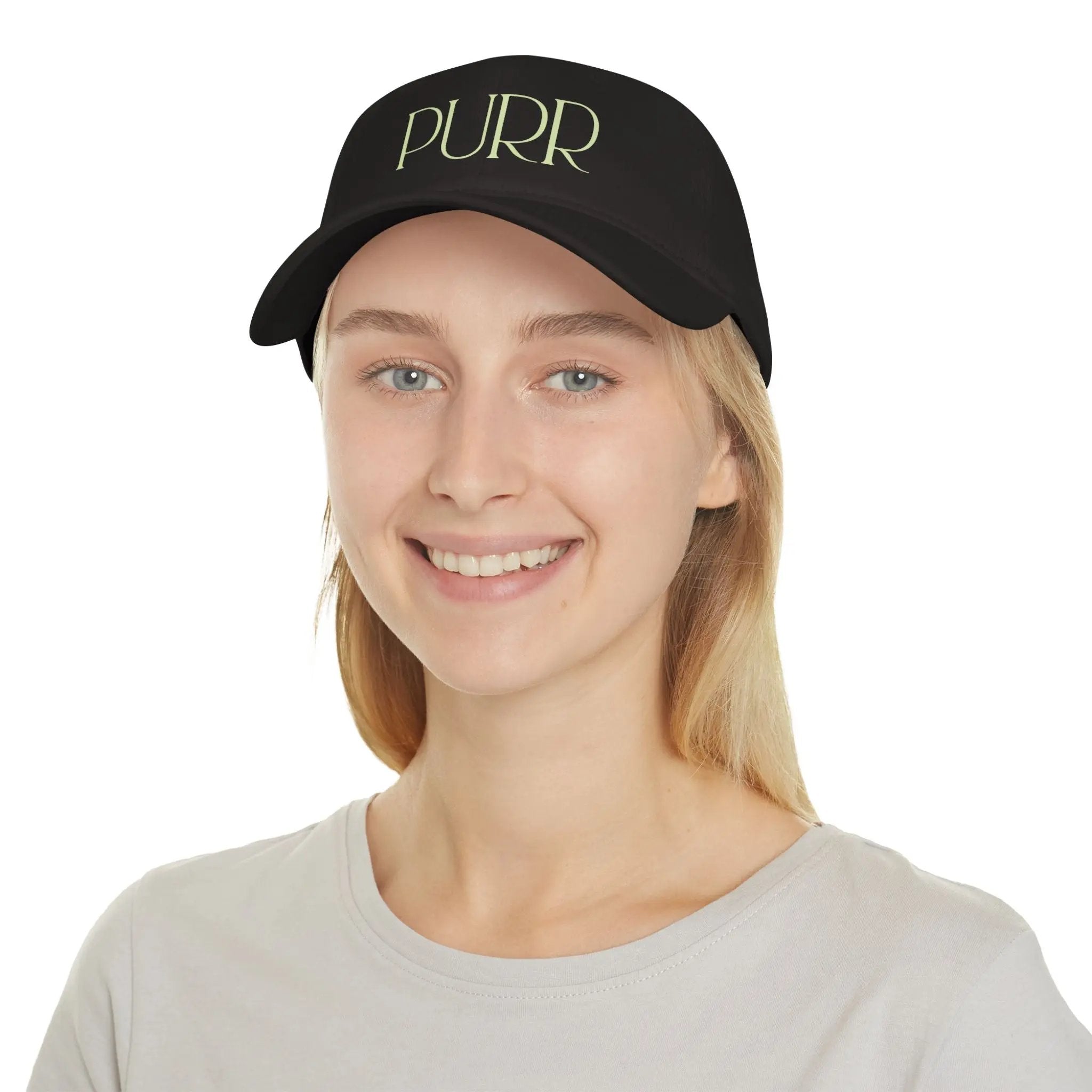 Purr Baseball Cap - Stylish Low Profile Hat for Cat Lovers - Chic Kitty