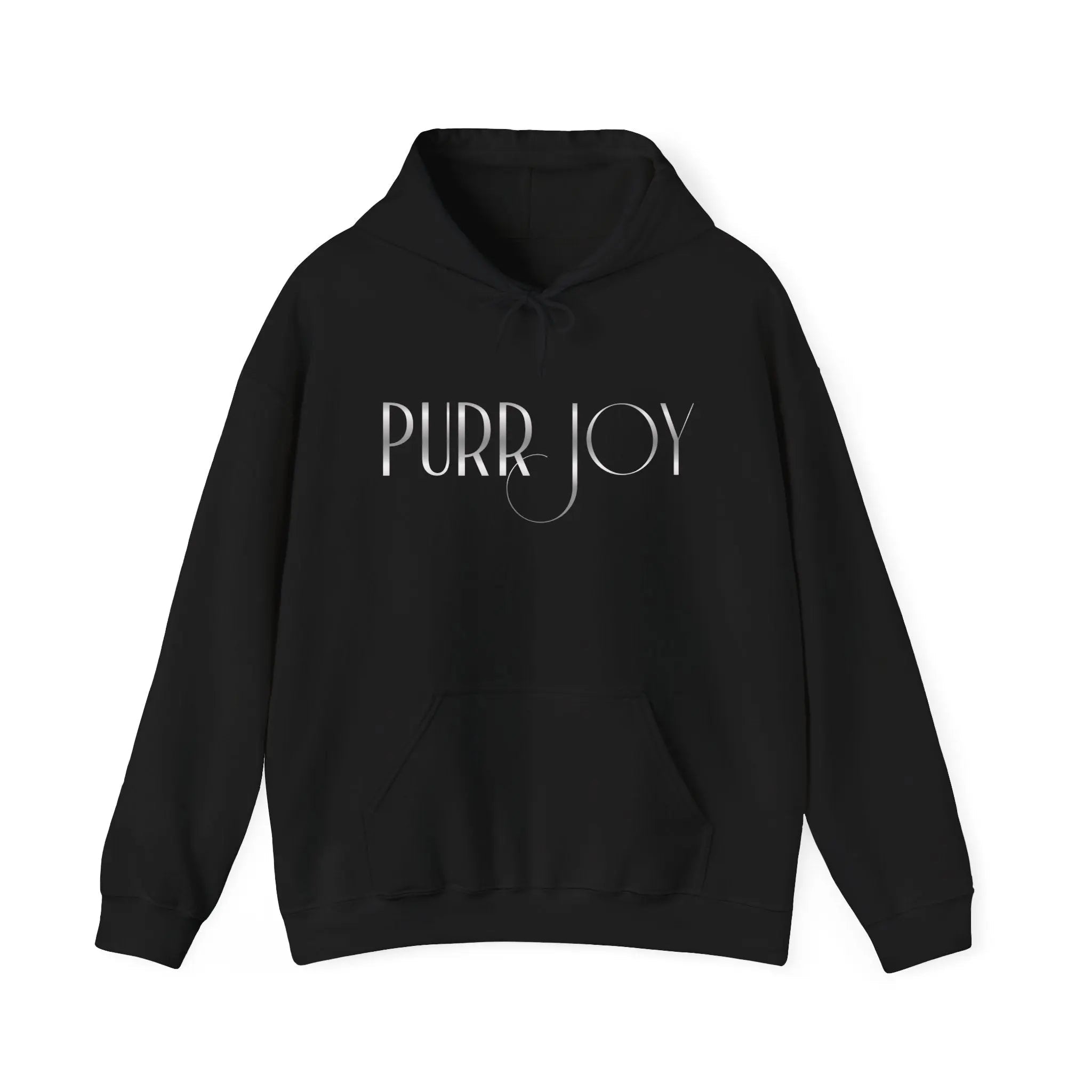 Purr Joy Hoodie — Minimal Cat Silhouette White Pullover - Chic Kitty