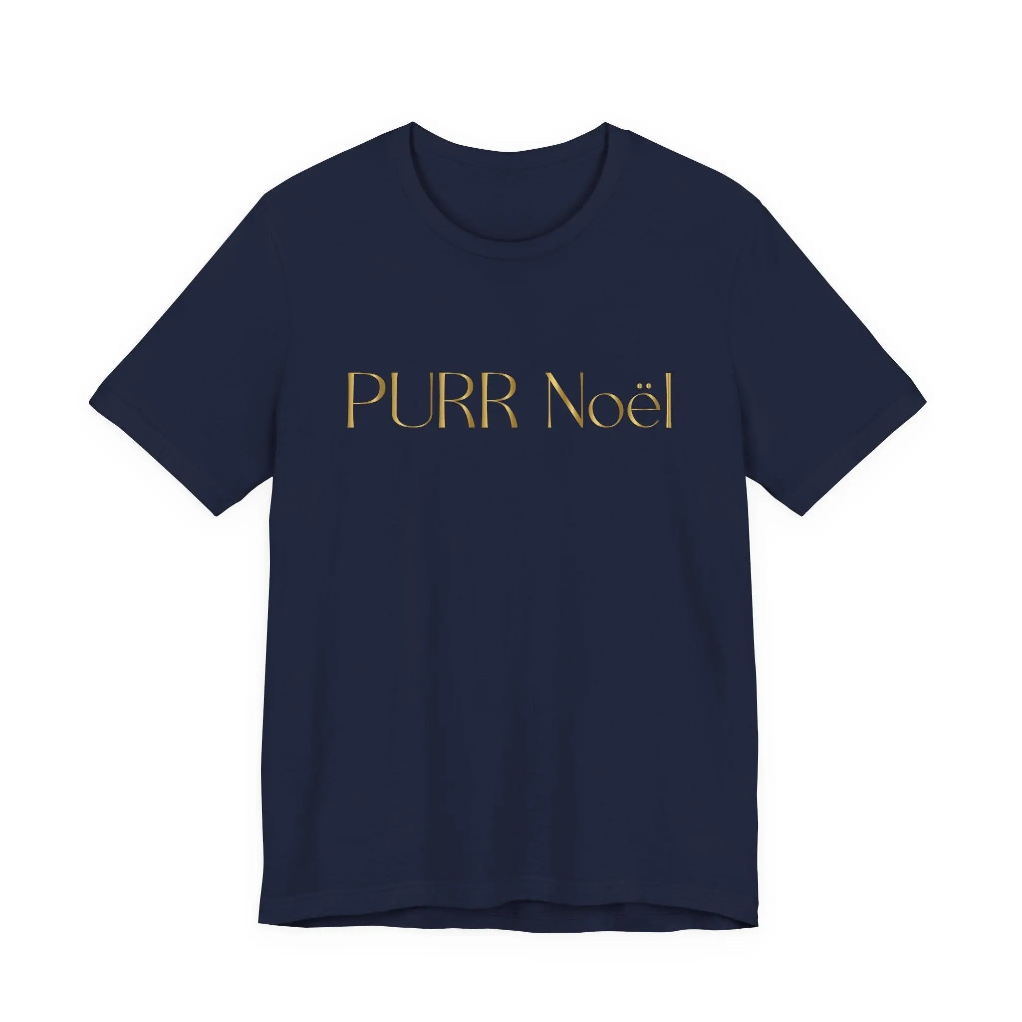 Purr Noël Tee - Gold Foil Cat Christmas Shirt - Chic Kitty