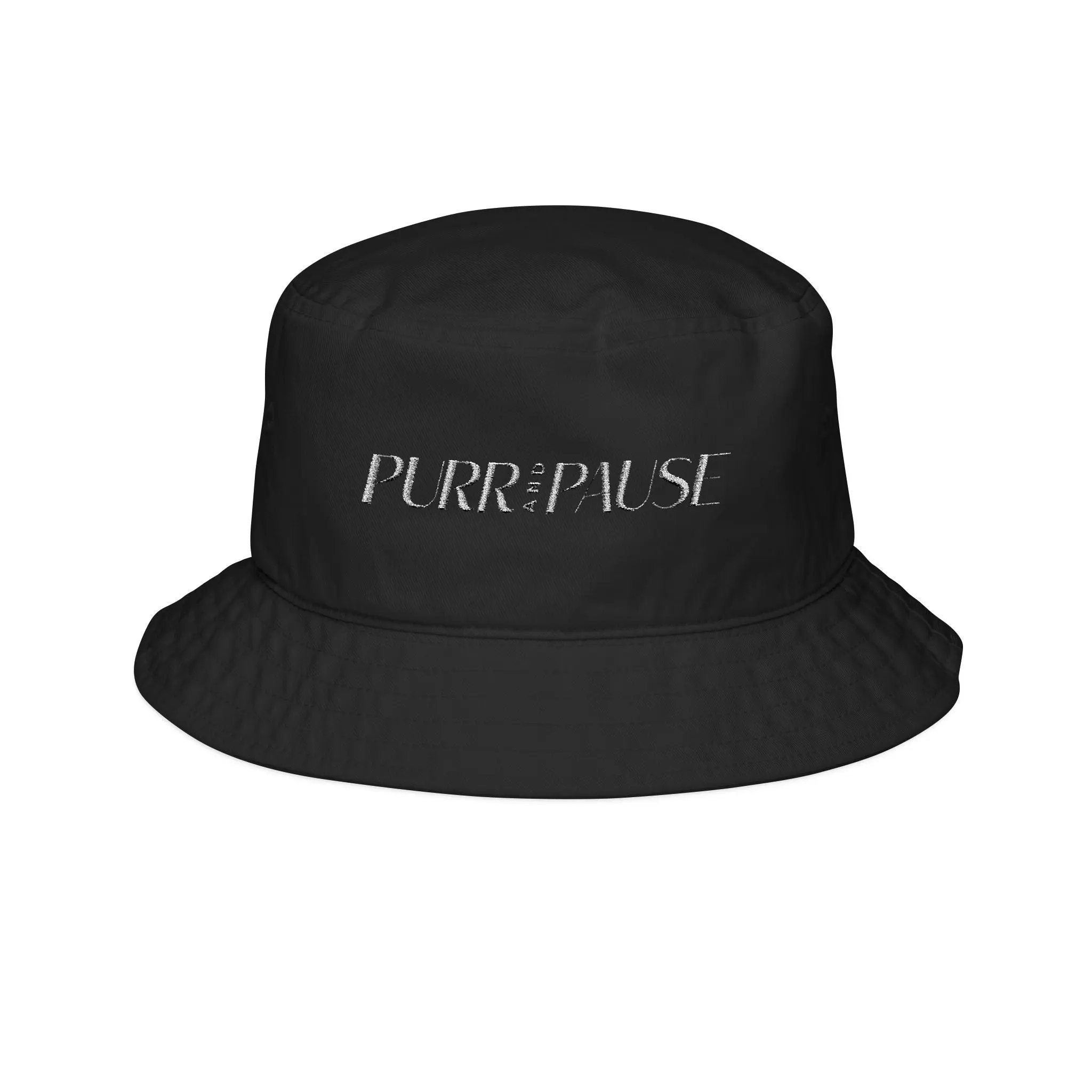 Purr & Pause Embroidered Bucket Hat for Cat Lovers - Chic Kitty