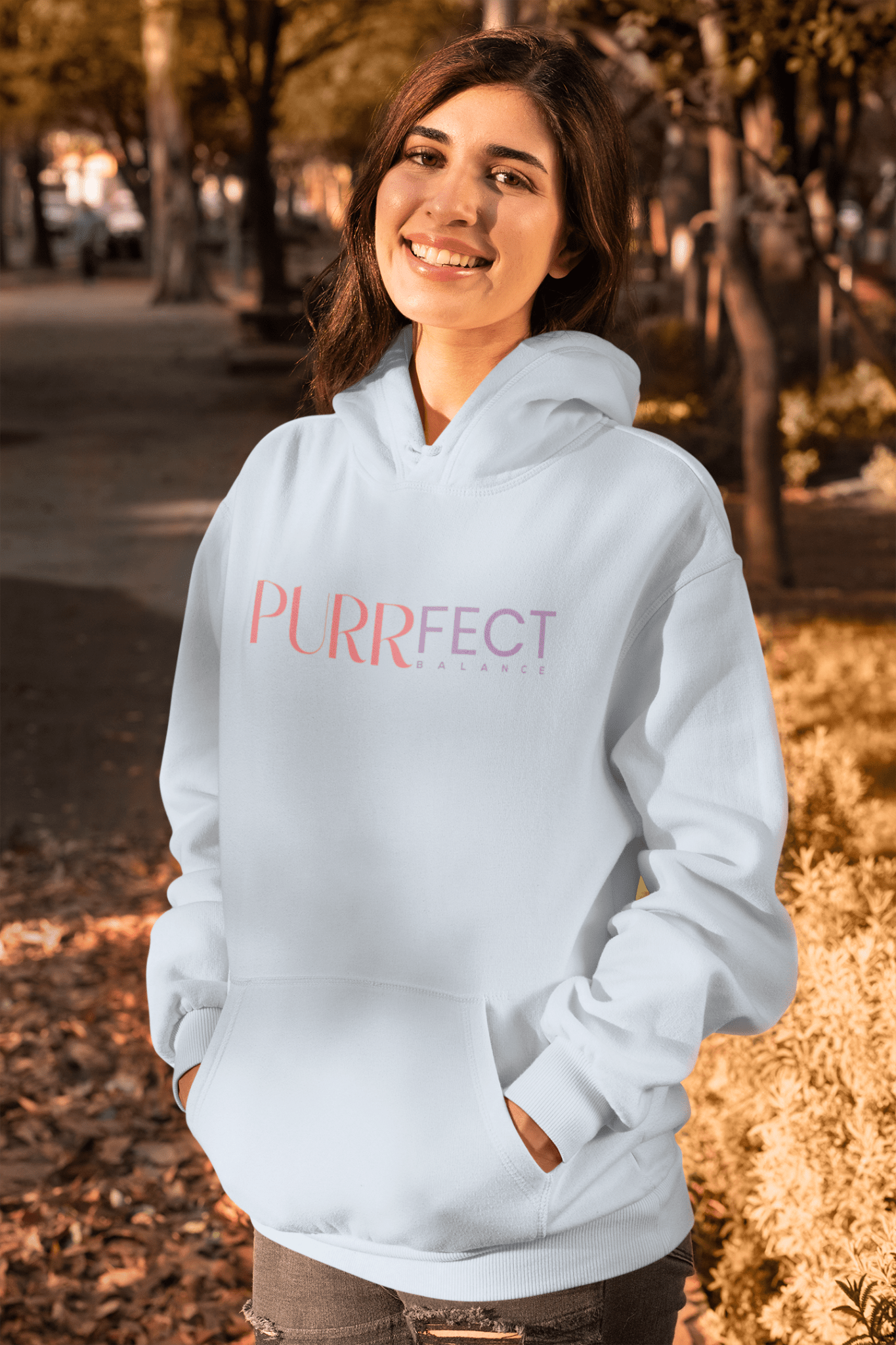 Purrfect Balance Unisex Hooded Sweatshirt - Cozy Cat Lover Apparel - Chic Kitty