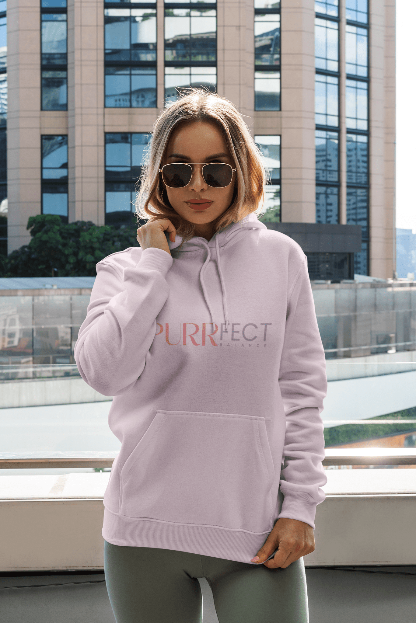 Purrfect Balance Unisex Hooded Sweatshirt - Cozy Cat Lover Apparel - Chic Kitty