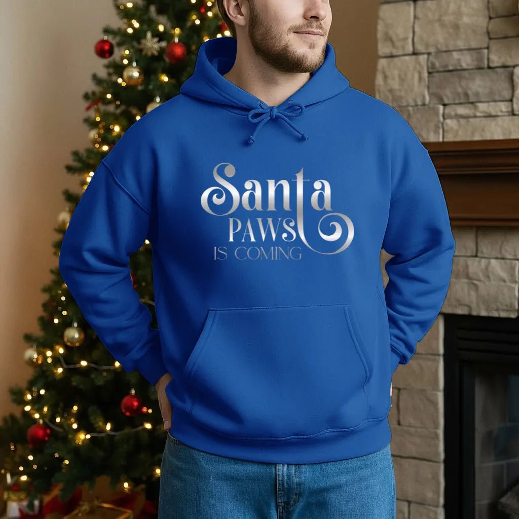 Santa Paws Is Coming Hoodie — Cozy Christmas Pet Lover Sweatshirt - Chic Kitty