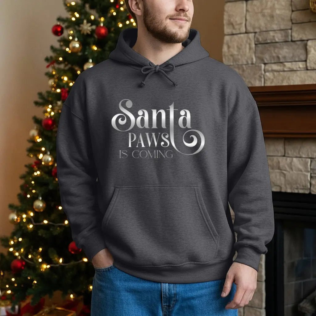Santa Paws Is Coming Hoodie — Cozy Christmas Pet Lover Sweatshirt - Chic Kitty