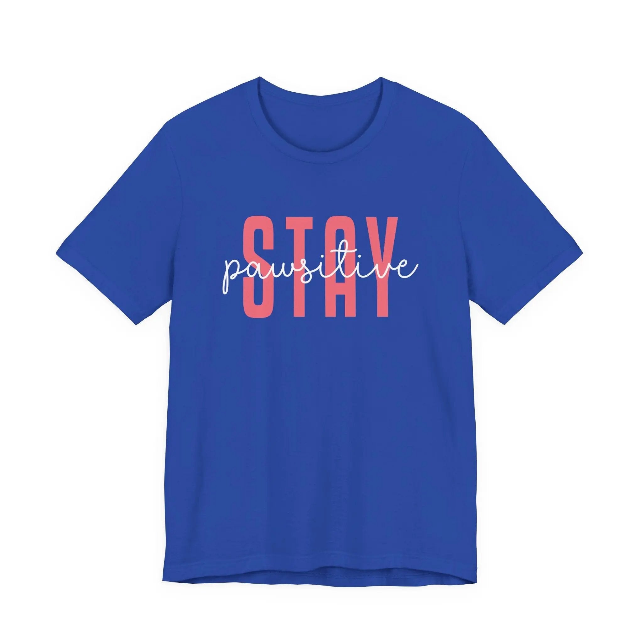 Stay Pawsitive Unisex Jersey Tee - Cute Animal Lover Short Sleeve Shirt - Chic Kitty
