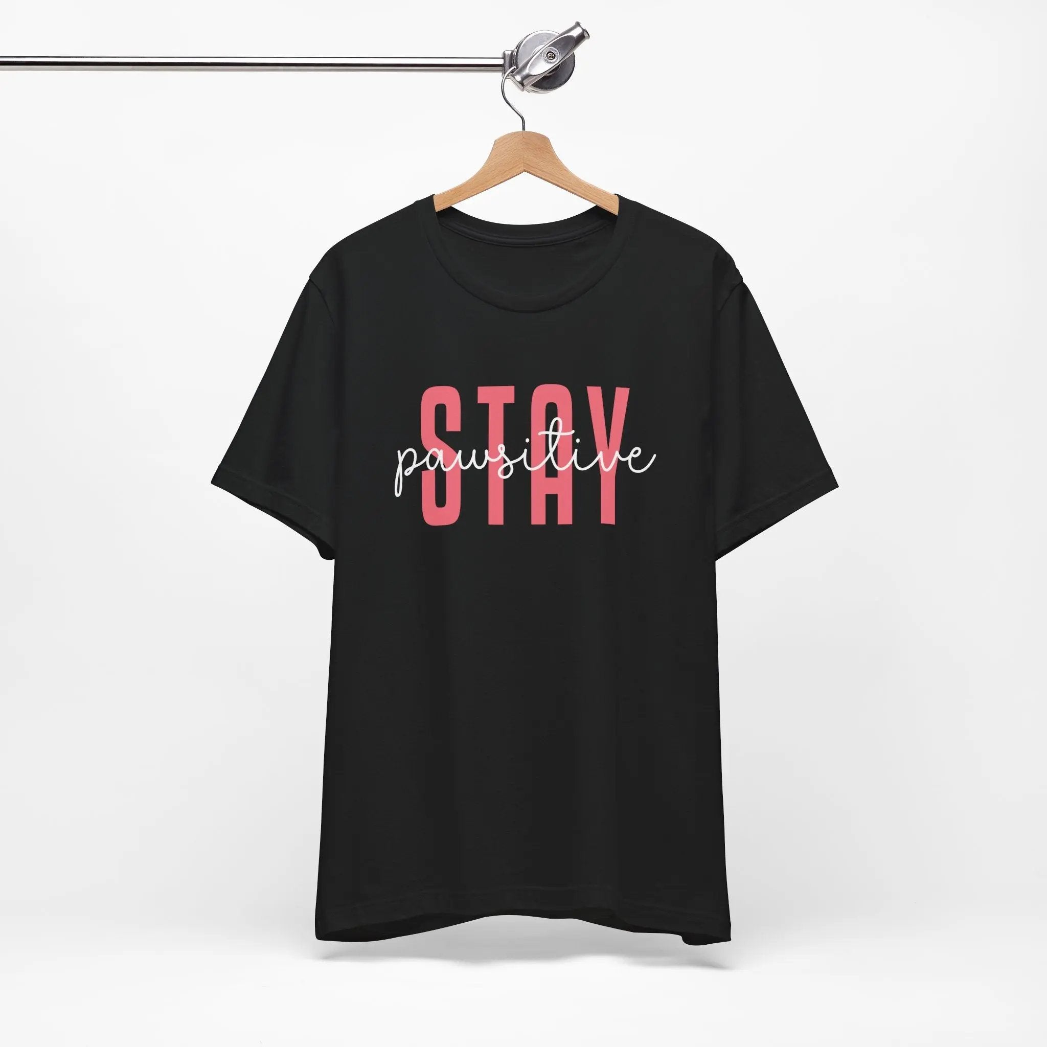 Stay Pawsitive Unisex Jersey Tee - Cute Animal Lover Short Sleeve Shirt - Chic Kitty