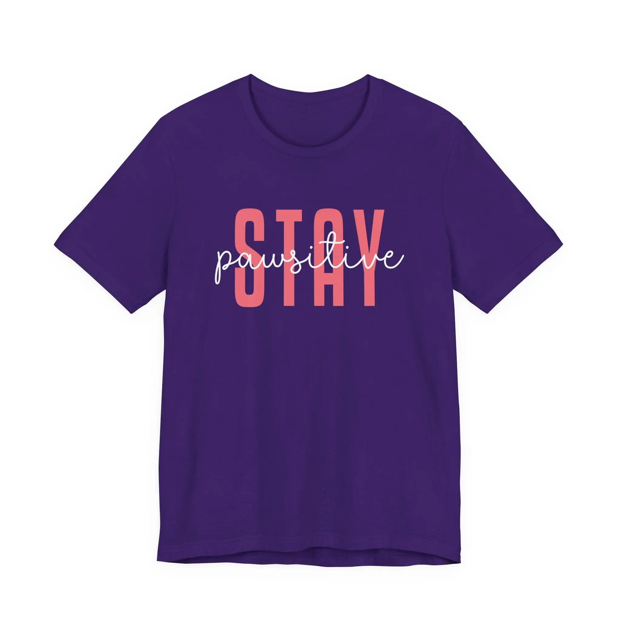 Stay Pawsitive Unisex Jersey Tee - Cute Animal Lover Short Sleeve Shirt - Chic Kitty