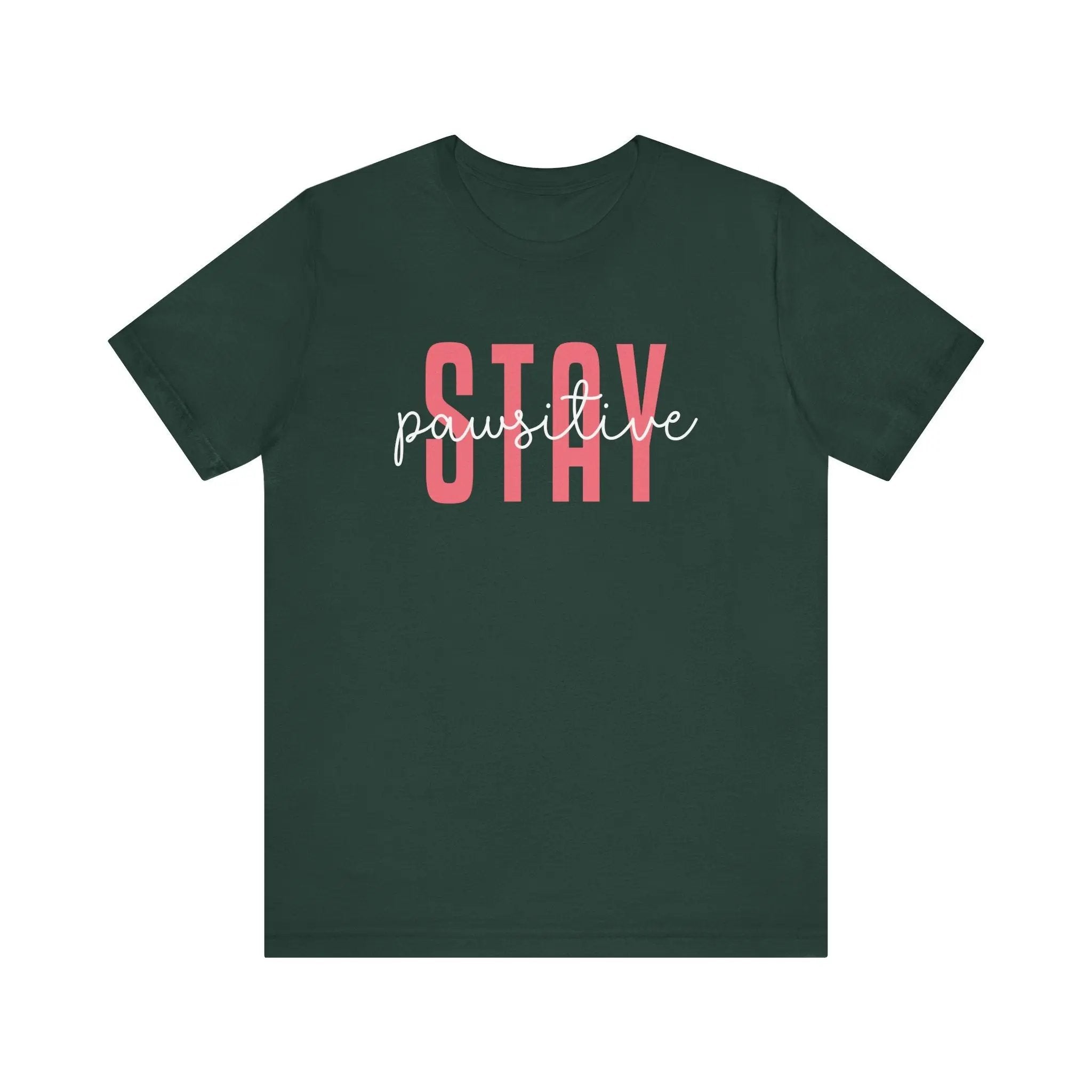 Stay Pawsitive Unisex Jersey Tee - Cute Animal Lover Short Sleeve Shirt - Chic Kitty
