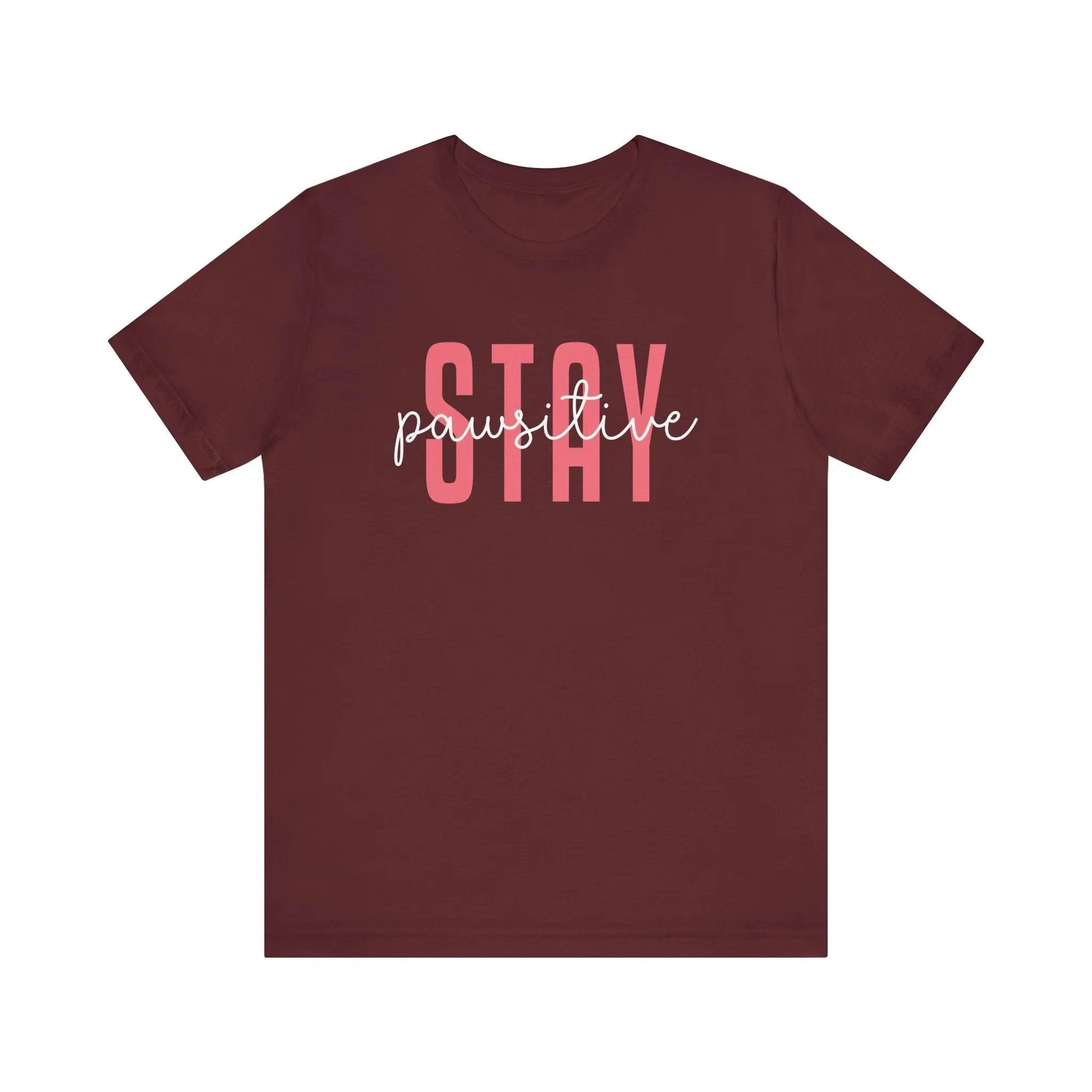 Stay Pawsitive Unisex Jersey Tee - Cute Animal Lover Short Sleeve Shirt - Chic Kitty
