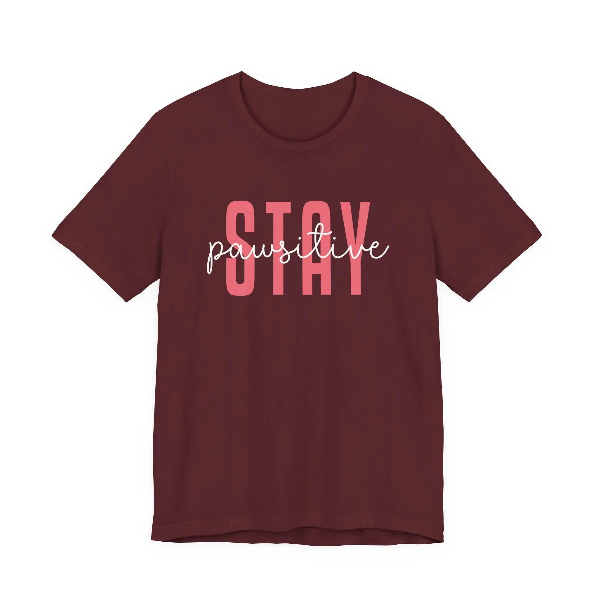 Stay Pawsitive Unisex Jersey Tee - Cute Animal Lover Short Sleeve Shirt - Chic Kitty