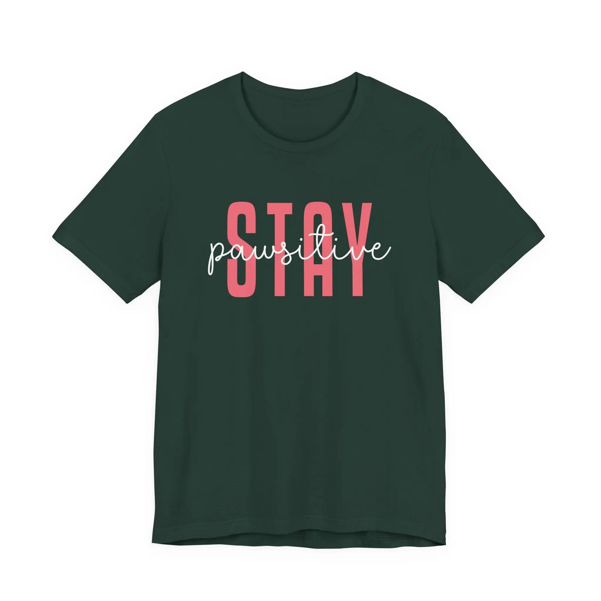 Stay Pawsitive Unisex Jersey Tee - Cute Animal Lover Short Sleeve Shirt - Chic Kitty